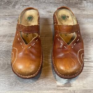Vintage 90s El Naturalista Brown Leather Mary Jane Clogs EU 37